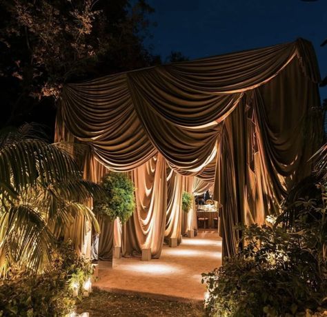 Backyard Wedding Entrance, Jeff Leatham, Draping Wedding, Fabric Installation, Wedding Entrance Decor, Wedding Planning Decor, Pipe And Drape, Wedding Entrance, Outdoor Wedding Decorations