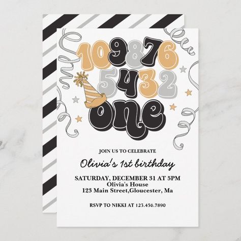 New Years Eve Countdown First Birthday Invitation - tap/click to get yours right now! #new #years, #year #baby, #countdown, Countdown To One Birthday, Nye Themed First Birthday, New Year’s Eve First Birthday Party, New Year’s Eve 1st Birthday, New Year 1st Birthday Party, Countdown To One Birthday Theme, First Birthday New Years Eve, New Years Eve 1st Birthday Party, Nye 1st Birthday Party