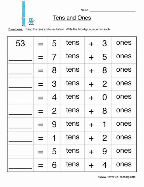 Ones Tens Hundreds Worksheet Elegant Practice Place Value Ten Thousands – Chessmuseum Template Library Teaching Place Values, Tens And Units, Place Value Worksheets, Cvc Words Kindergarten, Mathematics Worksheets, Have Fun Teaching, 2nd Grade Math Worksheets, 1st Grade Math Worksheets, Tens And Ones