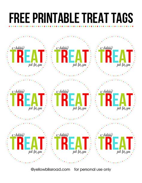 FREE PRINTABLE TREAT TAGS Christmas Cookies Gift, Christmas Gift Packaging, Free Printable Tags, Free Printable Gifts, Free Printable Gift Tags, Christmas Gift Tags Printable, Free Gift Tags, Holiday Tags, Christmas Labels