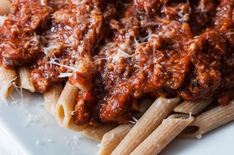 Sicilian Spaghetti Sauce Sicilian Spaghetti Sauce Recipe, Sicilian Spaghetti, Pasta With Meat Sauce, Meat Sauce Recipes, Spaghetti Sauce Recipe, Recipetin Eats, Italian Recipe, Sicilian Recipes, Pasta Sauce Recipes