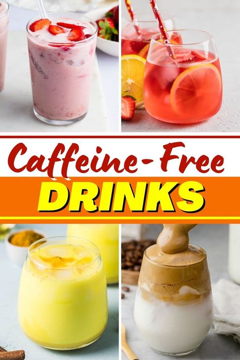 Quickly quench your thirst with these easy caffeine-free drinks. They're fast, refreshing, tasty, and come without the troublesome jitters of coffee. Sweet Drinks Recipes, Homemade Orange Juice, Caffeine Free Drinks, Spicy Drinks, Hot Drinks Recipes, Iced Drinks Recipes, Caffeine Drinks, Spiced Drinks, Keto Cocktails