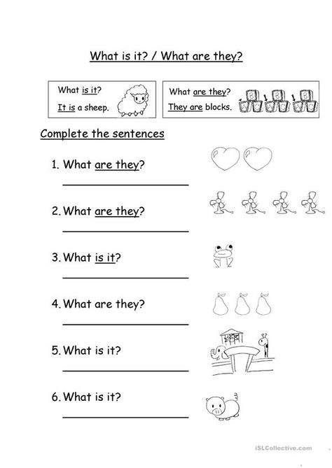 What are they/What is it? - English ESL Worksheets for distance learning and physical classrooms Basic English For Kids, Middle School Grammar Worksheets, Teaching Lessons Plans, English Grammar For Kids, Reading Comprehension Kindergarten, English Worksheets For Kindergarten, All About Me Preschool, Grammar For Kids, English Teaching Materials