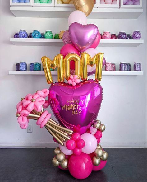 Balloon Bouquet Mothers Day, Mom Balloon Bouquet, Mothers Day Balloons Bouquets, Mother’s Day Balloons, Mothers Day Balloons, Balloon Bouquet Diy, Mother's Day Bouquet, Graduation Balloons, Mothers Day Decor