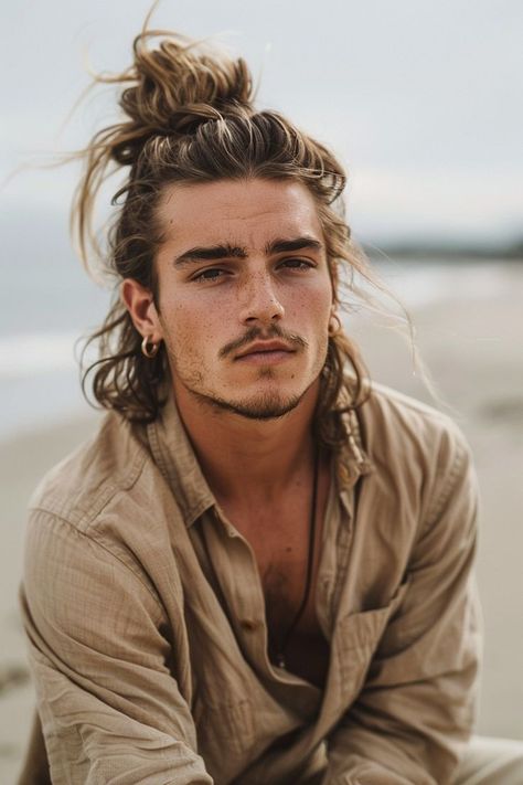 Hipster Beard and Man Bun Pirate Beard Style, Man With Beard Aesthetic, Spiritual Hairstyles, Messy Man Bun, Vikings Hairstyles, Viking Photoshoot, Nordic Men, Long Hair Men Style, Hairstyle Man