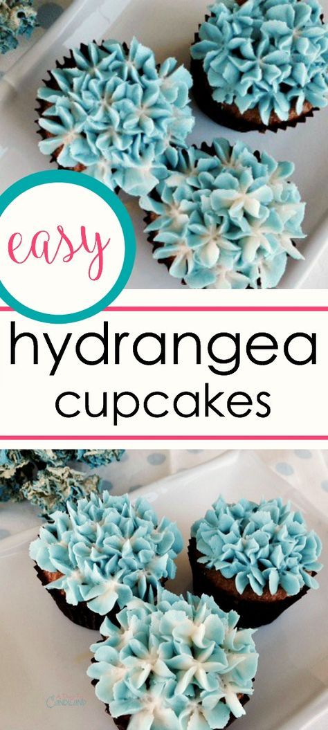 Cupcakes Decoration Flowers, Hydrangea Cupcakes, Cupcakes Amor, Cupcake Flowers, Decorating Desserts, Frosting Flowers, Cupcake Decorating Tips, Ideas Cupcakes, Icing Flowers