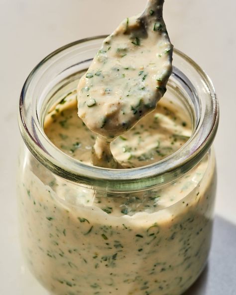 Herby Tahini Buttermilk Ranch (Easy & Versatile) | Kitchn Healthy Dressings, Vegan Caesar Salad Dressing, Vegan Dressings, Caesar Salad Dressing Recipe, Vegan Caesar Salad, Vegan Caesar, Lent Recipes, Buttermilk Ranch, Salad Dressing Recipe