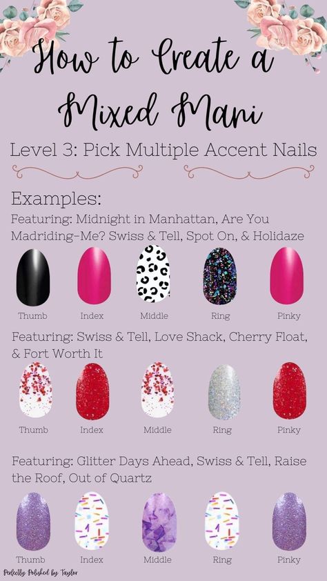 Two Color Nails, Nails Color Street, Color Street Mixed Mani, Belle Nails, Mani Ideas, Nail Color Combos, Mixed Mani, Nail Time, Crazy Nails