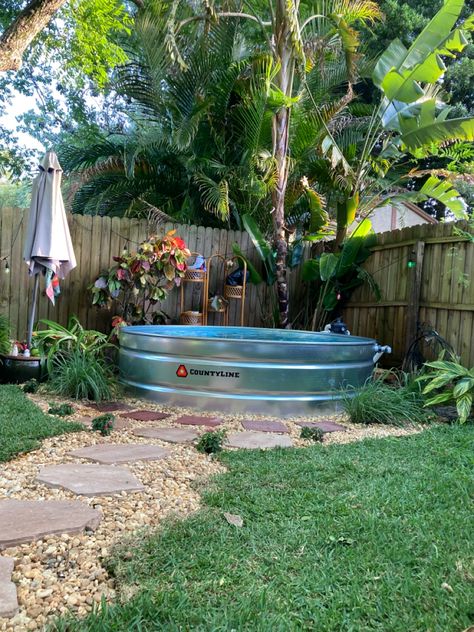 Hot Tub Patio Ideas On A Budget, Cowboy Pool Ideas, Tin Pool, Stock Tank Pool Landscaping, Cowboy Pools, Dog Pool Ideas, Stock Pool, Puppy Pool, Stock Tank Swimming Pool