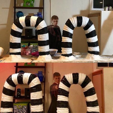 Fort Wilderness Halloween Decorations, Paper Mache Beetlejuice, Beetlejuice Fireplace Diy, Beetlejuice Photo Backdrop, Diy Sandworm Beetlejuice Outdoor, Beetle Juice Halloween Decorations Diy, Beetlejuice Door Decoration Diy, Beetle Juice Diy Decorations, Pvc Halloween Props