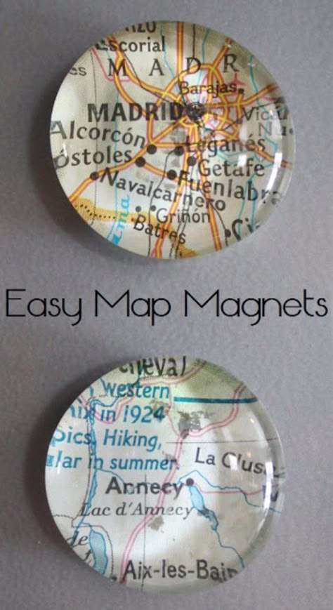 Map Magnets, Easy Crafts To Sell, Sell Easy, Map Crafts, Crafts For Teens To Make, Glass Magnets, Simple Crafts, Cheap Crafts, Sell Diy