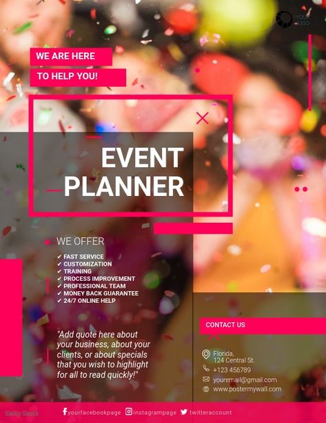 20,630+ Event Planning Customizable Design Templates | PosterMyWall Wedding Planning Poster Board Ideas, Event Planner Flyer Design, Event Poster Design Inspiration Graphics, Event Social Media Post Design, Event Planner Poster, Event Management Poster Design, Postermywall Templates, Event Planning Poster, Event Planning Flyer