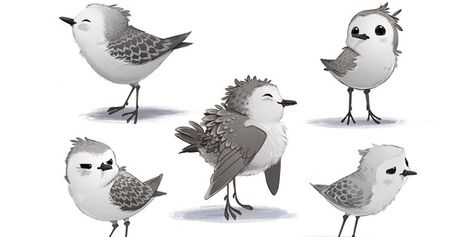 Concept Art for Pixar New Short: Piper, a hungry sandpiper hatchling discovers that finding food without mom’s help isn’t so ea Piper Pixar, Cartoon Birds, Disney Concept Art, Concept Art Character, Baby Bird, Arte Sketchbook, Bird Drawings, Bird Illustration, Cute Birds