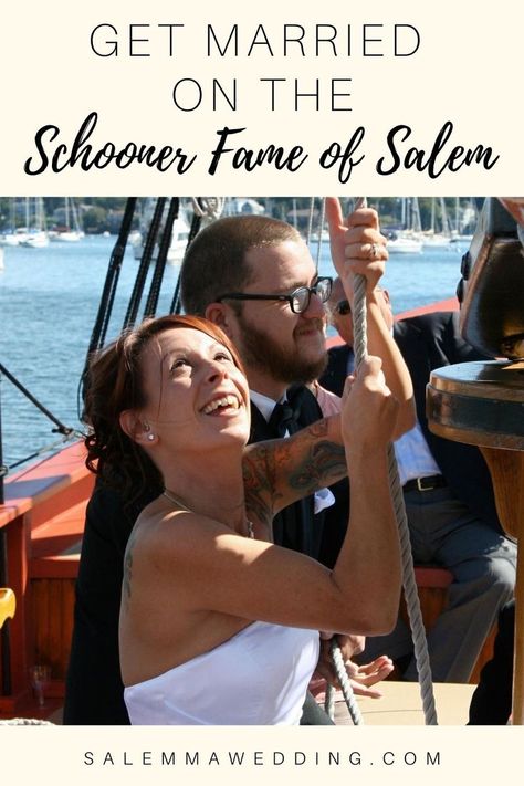 Getting married in historic Salem, MA on a boat with gorgeous views from the water. Does that not sound like an absolute dream!? Read all about getting married aboard the Schooner Fame in Salem, MA! >> salemmawedding.com #salem #salemma #salemmass #salemmassachusetts #wedding #weddingplanning #ido #schoonerfame #weddingvenue Things To Do In Salem, Salem Mass, Salem Ma, Massachusetts Wedding, Salem Massachusetts, On A Boat, Gorgeous View, Boston Ma, Engagement Shoots