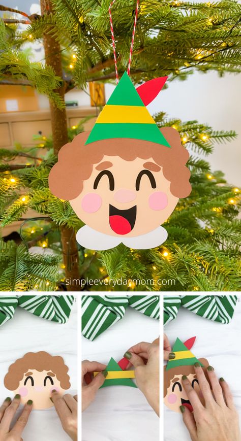 Make this homemade ornament with the kids this Christmas! They’ll have a blast making Buddy the Elf with our free printable template. Buddy The Elf Tree Decorations, Buddy The Elf Christmas Tree Ideas, Free Buddy The Elf Printables, Buddy The Elf Coloring Pages, Diy Buddy The Elf Decorations, Elf Movie Crafts For Kids, Elf The Movie Christmas Decorations, Elf The Movie Decorations Diy, Elf Movie Activities