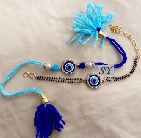 Couple Rakhi Designs, Evil Eye Rakhi Design, Latest Rakhi Design 2024, Rakhi Dress Ideas, Unique Rakhi Designs, Diy Rakhi Ideas, Rakhi Plate Decoration, New Rakhi Designs 2023, Beads Rakhi