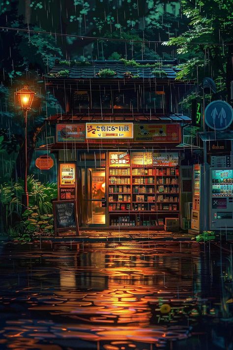 3d Mobile Wallpaper, Japanese Bookstore, Fantasy Wallpapers, 3d Mobile, Wallpaper Set, Anime City, Aesthetic Wallpaper Iphone, Dreamy Artwork, Cool Pixel Art