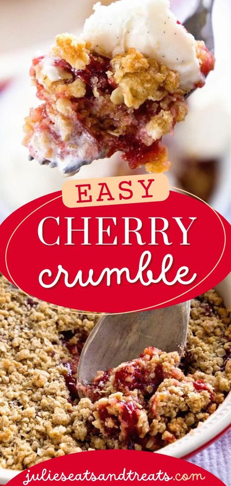 This Cherry Crumble is a holiday dessert you won't dare to miss! Using canned cherries, a crunchy crumb topping, and a delicious crumb crust with cherry pie filling! This holiday treat is a must-try! Save this pin. Cherry Pie Filling Recipes Easy, Cherry Crisp Recipe Easy, Cherry Crumble Pie, Cherry Filling Recipes, Cherry Pie Crumble, Cherry Crumb Pie, Pie Filling Desserts, Cherry Crisp Recipe, Cherry Pie Filling Recipes