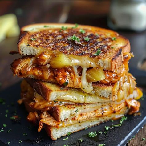 Grilled Chicken Entrees, Bbq Grilled Cheese, Pineapple Grilled Cheese, Grilled Chicken Burgers, Meatloaf Burgers, Chicken Pineapple, Bbq Sandwich, Easy Sandwich Recipes, Pineapple Chicken