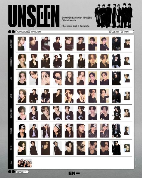 Enhypen Ot7 Photocard, Enhypen Unseen, Enhypen Photocard Template, Enhypen Photocard, Kpop Enhypen, Photocard Template, List Template, Photo Cards, Collage