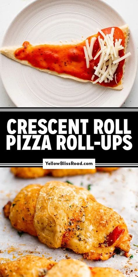 Pizza Crescent Rolls are filled with melted cheese, pepperoni, and are amazing with extra marinara sauce for dipping. They are a family-friendly appetizer or snack! Cresants Roll Recipes Pizza, Ww Crescent Roll Recipes, Crescent Roll Pizza Rolls, Crescent Pizza Rolls, 70s Recipes, Pizza Crescent Rolls, Pizza Crescent, Crescent Pizza, Pillsbury Crescent Recipes