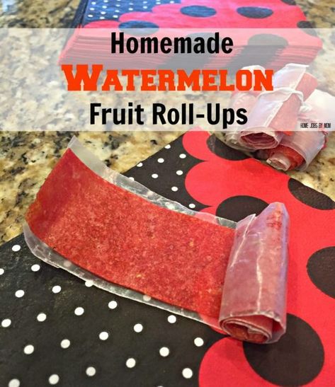 Homemade Watermelon Fruit Roll-Ups Fruit Roll Up Recipe, Freezing Watermelon, Fruit Rollups, Spicy Crackers, Different Kinds Of Fruits, Healthy Protein Bars, Roll Ups Recipes, Fruit Roll, Cut Watermelon