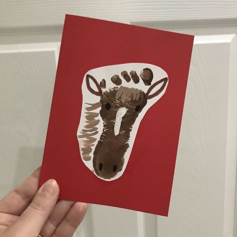 Western Footprint Art, Footprint Farm Animal Crafts, J Footprint Craft, Horse Footprint Craft, Letter H Footprint Craft, Wild Wild West Crafts For Toddlers, Wild West Crafts For Infants, Wild West Art For Toddlers, Horse Handprint Art