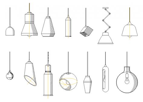 Pendant ceiling house decorative blocks cad drawing details that includes a detailed view of multiple hanging pendant lights with size details, type details, dimensions details etc for multi purpose uses for cad projects. Drawing Furniture Interior Design, Furniture Design Drawing, Ceiling Drawing, Furniture Drawing, Decorative Blocks, Interior Design Sketchbook, Drawing Details, Drawing Furniture, Furniture Sketch