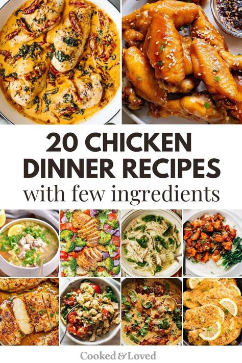 Looking for easy chicken recipes for dinner with few ingredients? Check out this list of flavour-packed options that will save you time and effort on busy weeknights. via @irena_macri Chicken Dish Recipes Easy Dinners, Dinner Recipes With Few Ingredients, Chicken Dish Recipes, Dinner With Few Ingredients, Healthy Chicken Dinner Recipes, Dish Recipes Easy, Easy Chicken Recipes For Dinner, Quick Chicken Dinner, Easy Chicken Dinner