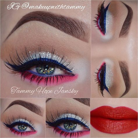 Independence Day Makeup, Patriotic Makeup, Mua Life, July Makeup, 4th Of July Makeup, Make Up Designs, Dream Makeup, Makeup List, Face Beat