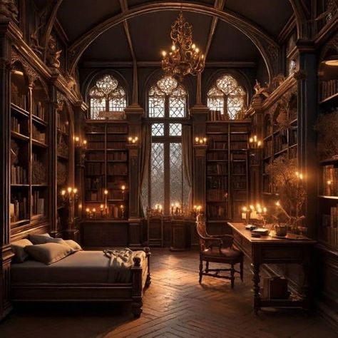 Dark Academia Room Inspo, Dark Cottagecore House, Tower Room, Dark Academia Room, Academia Room, Dream Library, Dr House, Dark Cottagecore, Dark Academia Aesthetic