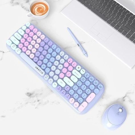 Pastel Keyboard Pastel Keyboard, Retro Typewriter, Portable Keyboard, Mouse Keyboard, Colorful Gradient, Cool New Gadgets, Virtual Reality Headset, Cute Stationary, Wireless Keyboard