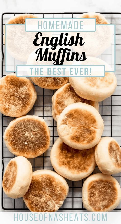 Homemade English Muffin Recipe, Bread Machine English Muffins, Best English Muffin Recipe, Overnight English Muffin Recipe, How To Make English Muffins, Homemade From Scratch Recipes, English Muffin Recipe Ideas, English Breakfast Ideas, Breakfast From Scratch