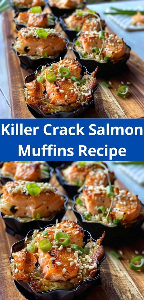 Killer Crack Salmon Muffins: A savory treat for breakfast or brunch, packed with mouthwatering flavors. Salmon Muffins, Salmon Appetizer Recipes, Salmon Breakfast, Salmon Appetizer, Unique Appetizers, Muffins Easy, Easy To Make Breakfast, Creative Snacks, Salmon Sushi