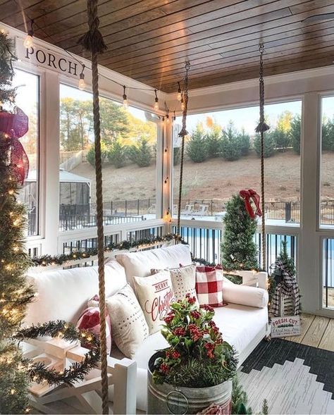 Home Decor Inspiration on Instagram: "This is major porch goals! 😍 Absolutely stunning! 🎄 . . DESIGNERS PAGE AND DESIGN DETAILS~ 📸: @mygeorgiahouse 🌿 . . #farmhouse #farmhousestyling #farmhousedecor #farmhouseinspired #rusticdesign #farmhouseporch #outsidedecor #farmhouseporches #porchgoals #housegoals #farmhousedesign #farmhousefinds #simplefarmhousetouches #farmhouseobsessed #followforinspiration #farmhouseinspired #farmhouseinspo #interiordesign #farmhousestyledecor #farmhouseliving #farm Christmas Front Porch Decor Ideas, Porch Goals, Christmas Front Porch Decor, Front Porch Decor Ideas, Holiday Lanterns, Farmhouse Sideboard, Porch Columns, Farmhouse Side Table, Farmhouse Inspiration