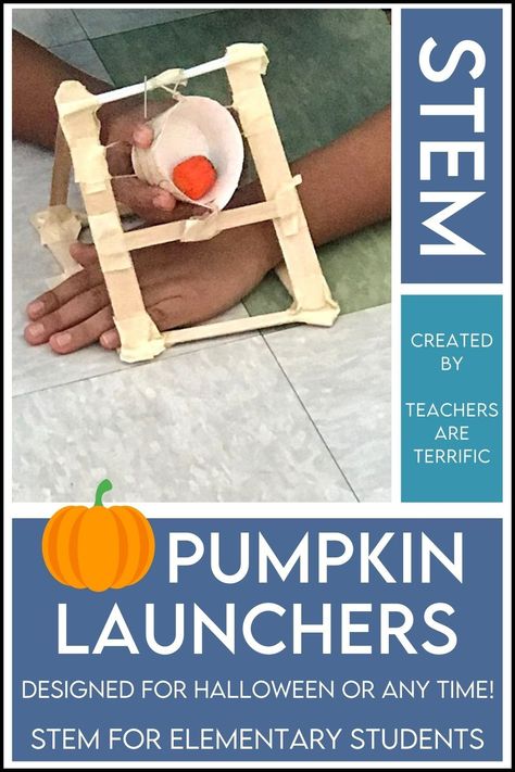 Perfect for Halloween! Students love to launch objects and this STEM activity uses pumpkin candy. Those little pumpkins are just the right size to launch through the air. Here's the good news! You can substitute with small plastic pumpkins, orange pom-poms, or even real tiny pumpkins. Even better, change this completely and use any time of year! Pumpkin Launcher, Halloween Stem Challenge, Tiny Pumpkins, Candy Pumpkin, Halloween Stem, Stem Classes, Halloween Resources, Stem Lab, Engineering Design Process