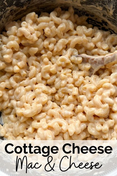 Cottage Cheese Macaroni And Cheese, Cottage Cheese Mac N Cheese, Mac And Cheese With Cottage Cheese, Cottage Cheese Mac And Cheese, Healthy Mac N Cheese Recipe, Frozen Banana Recipes, Cottage Cheese Pasta, Healthy Mac N Cheese, Cottage Cheese Dips