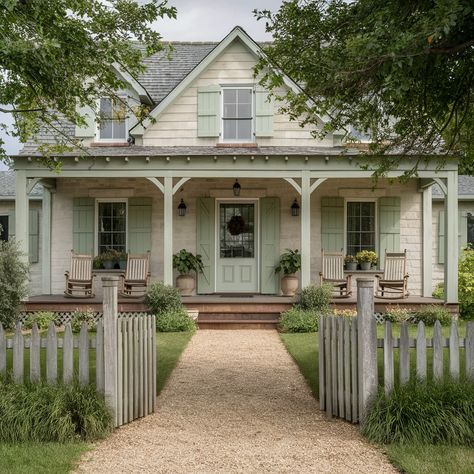 Country Style Home💖💖 Cream Farmhouse Exterior, Colorful House Exterior, Old Farmhouse Exterior, 1900 Farmhouse, Old Country House, Country House Exterior, Grandma House, Ranch Ideas, Old Country Houses