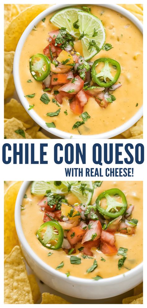 Hatch Green Chili Queso, Queso With Real Cheese, Crockpot Caso Dip Recipe, Chile Con Queso Recipe, Cafe Rio Queso Dip, Chilli Con Queso Dip, Fresh Green Chili Recipes, Chili Con Queso Dip Crock Pot, Authentic Queso Recipe