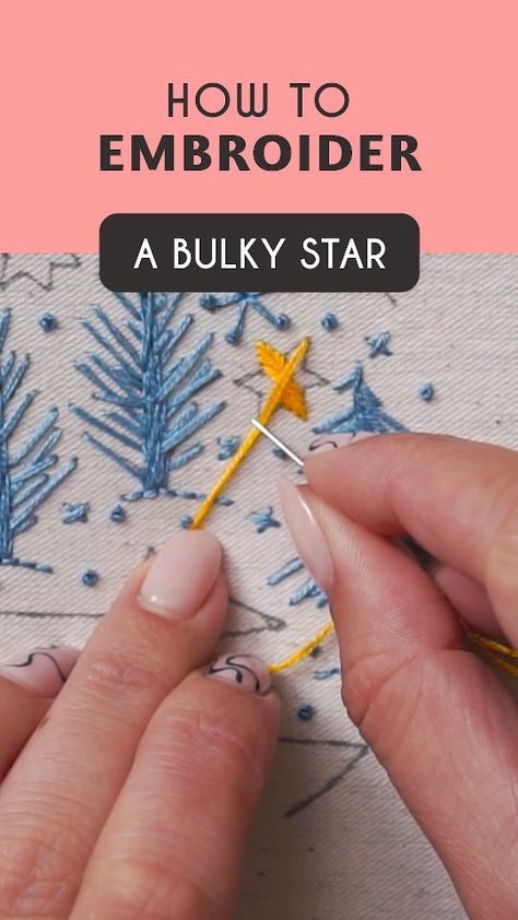 Hand Embroidered Stars, Embroider Stars Tutorial, How To Embroider A Star, Embroider A Star, Embroider Star, Embroidery Patterns Tutorials, Star Embroidery Pattern, Reel Tutorial, Stitch School