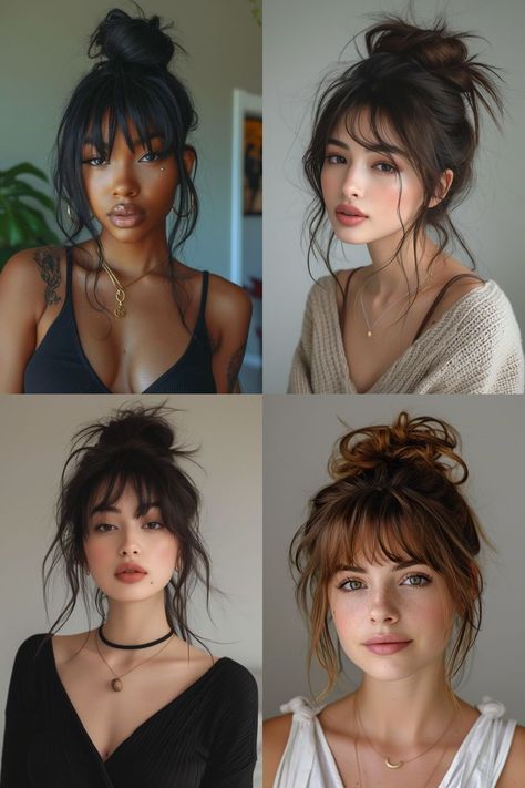 Two Toned Brown Hair, Easy Churros, Bangs Ideas, Churros Recipe, Trendy Hair Color, Long Hair With Bangs, Messy Hair, Haircuts With Bangs, Hair Envy