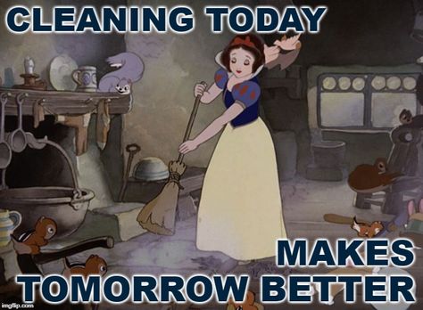 Spring Cleaning Snow White ~ Cleaning Today Makes Tomorrow Better #memes #saturday #motivation #motivationalquotes #disney #inspirational #women #housework #homemaking #cleaningtips #cleaning #sayings #quotes #affirmations #empowerment #goals #vintage #throwback #oldschool #traditional Housewife Cleaning Aesthetic, Housework Quotes, Cleaning Pics, Housework Humor, Snow White Images, Cleaning Photos, Vintage Cleaning, Housewife Life, Housewife Quotes