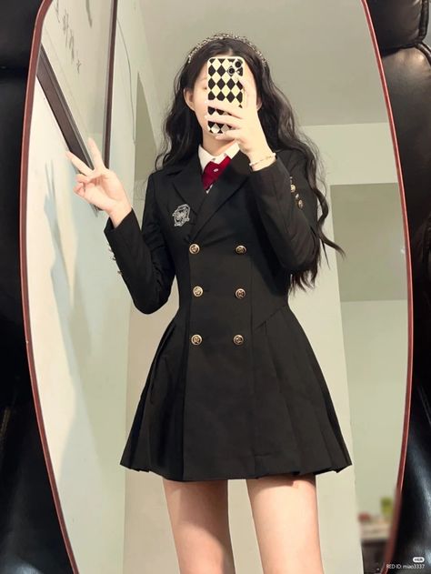 Aesthetic Uniform Outfit, Formal Kpop Outfits, Korean Girl Uniform, Korean Formal Outfit, Formal School Uniform, Fancy Uniform, Cute Formal Outfits, Idol Costume, Korean Ulzzang Fashion