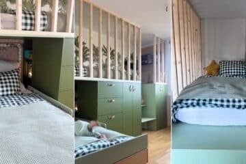 Super cute kids loft bed made from IKEA cabinets 4