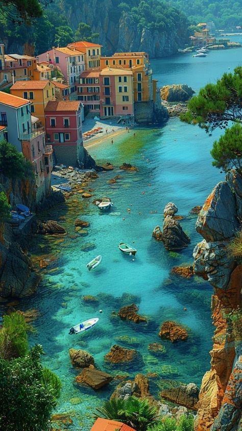 Coastal Italian, Colorful Buildings, Italian Village, What A Beautiful World, Amalfi Coast Italy, Colourful Buildings, Pretty Landscapes, Brown Wallpaper, Nature Art Painting