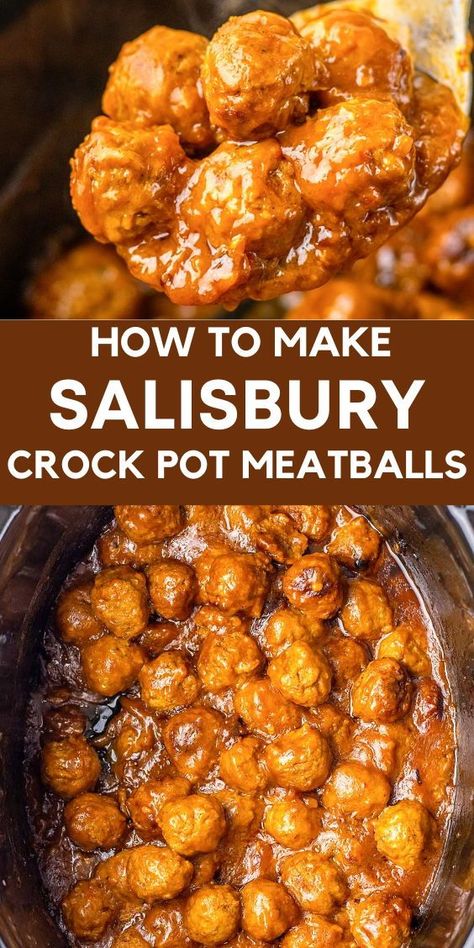 Discover the ultimate comfort food with this crockpot Salisbury steak meatballs recipe. Perfect for those busy nights, this dish combines the ease of frozen meatballs with a rich, savory gravy sauce that simmers to perfection in your slow cooker. Ideal for gameday gatherings or a cozy family dinner, these au jus meatballs are a crowd-pleaser that requires minimal prep but delivers maximum flavor. Make your next slow cooker dinner a hit with this easy-to-follow recipe. Crockpot Dinner Meatballs, Dinners To Make With Meatballs, Meatballs Salisbury Steak, Minimal Dinner Ideas, Salisbury Steak Meatballs Crockpot Easy, Meatball Crock Pot Recipes, Slow Cooker Recipes For Party, Quick Easy Winter Dinner, Crockpot Meal Ideas For Dinner