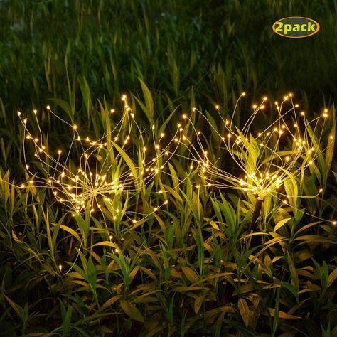 Amashop Outdoor-Garden-Decorative-Lights, Solar Firework Lights 105 LED-Powered 35 Copper Wires, DIY Flowers Fireworks Stars for Walkway Pathway Backyard Christmas Party Decor (Warm White 2 Pack) -- You can find more details by visiting the image link. (This is an Amazon affiliate link) #christmaslight Backyard Christmas Party, Landscape Lights Diy, Backyard Christmas, Starburst Lights, Garden Lighting Diy, Firework Lights, Solar Flower Lights, Starburst Light, Christmas Party Decor