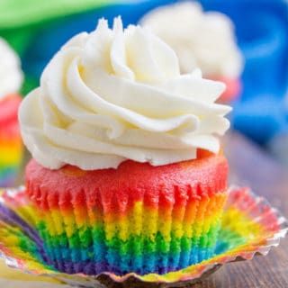 Rainbow Cupcakes with Vanilla Cloud Frosting - Dinner, then Dessert Pride Desserts, Pride Food, Cloud Frosting, Irish Cream Cupcakes, Irish Cream Cake, Wiggles Cake, Pride Celebration, Cooking Fails, Rainbow Desserts