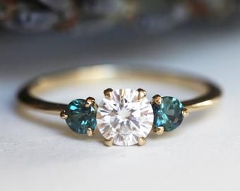 Teal Sapphire Ring, Engagement Ring Three Stone, Ring Three Stone, Cushion Engagement Ring, Teal Sapphire, Sapphire Color, Sapphire Engagement Ring, Three Stone Engagement Rings, Dream Ring