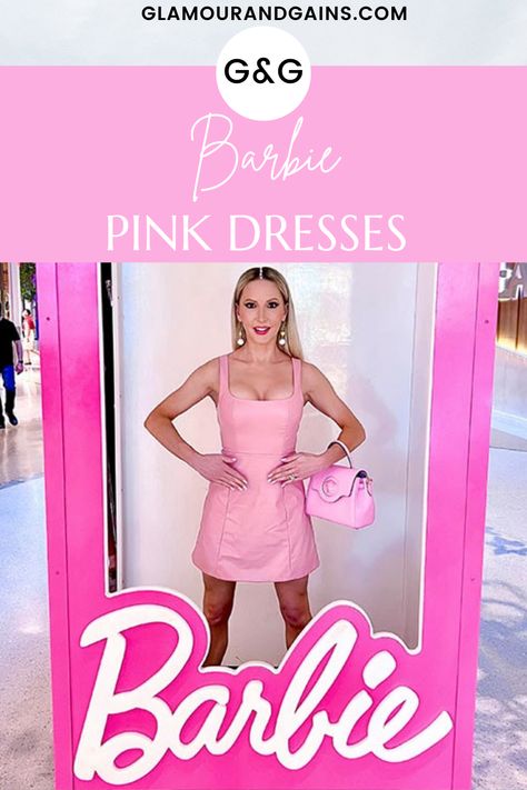 barbie pink dress womens fashion blogger eve dawes Barbie Dress Ideas For Women, Barbie Inspired Party Outfits, Barbie Dresses For Women, Barbie Outfits For Women Party, Barbie Party Outfit, Barbie Themed Outfits, Hot Pink Outfits, Barbie Themed Birthday Party, The New Barbie Movie